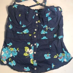 Navy Floral Corset Top